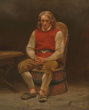 Seated Farmer, Study for Haugianerne by Adolph Tidemand Oil Painting