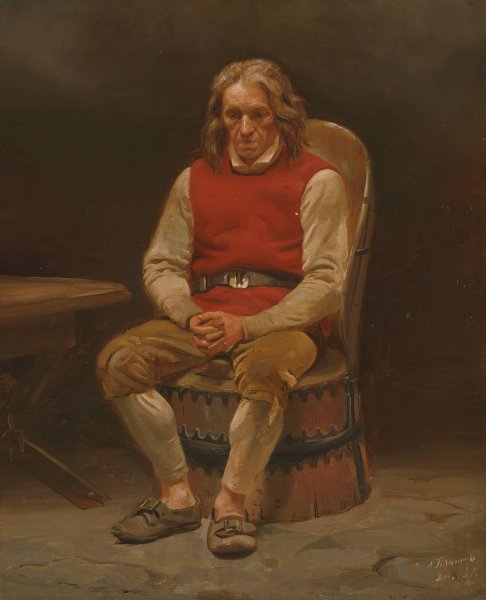 Main Product Photo of Seated Farmer, Study for Haugianerne  Painting by Adolph Tidemand