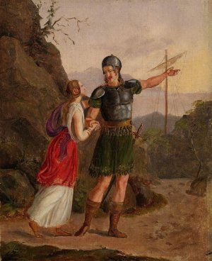 Sketch for The Departure of Fridtjof by Adolph Tidemand Oil Painting