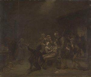 Sketch for The Return of the Bear Hunter by Adolph Tidemand Oil Painting