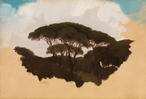 Study of Stone Pines by Adolph Tidemand Oil Painting