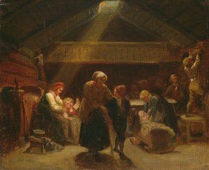 Sunday Morning in a Farmer's House by Adolph Tidemand Oil Painting
