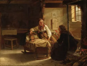 The Fortune-teller by Adolph Tidemand Oil Painting