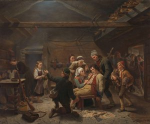 The Return of the Bear Hunter by Adolph Tidemand Oil Painting