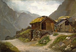 View from Gudvangen by Adolph Tidemand Oil Painting