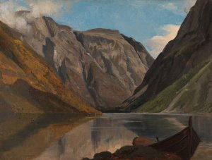 View of Gudvangen Oil painting by Adolph Tidemand