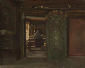 Woman at the Loom by Adolph Tidemand Oil Painting