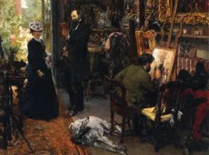 Meissonier in His Studio at Poissy by Adolph Von Menzel - Oil Painting Reproduction