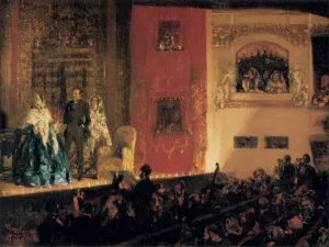 Theatre du Gymnase by Adolph Von Menzel Oil Painting