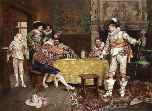Chess Game by Adolphe Alexandre Lesrel Oil Painting
