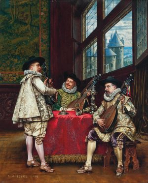 La Serenade Oil painting by Adolphe-Alexandre Lesrel