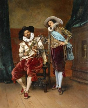 Les Cavaliers by Adolphe Alexandre Lesrel Oil Painting