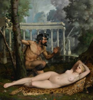 Nymphe Et Satyre by Adolphe-Alexandre Lesrel Oil Painting