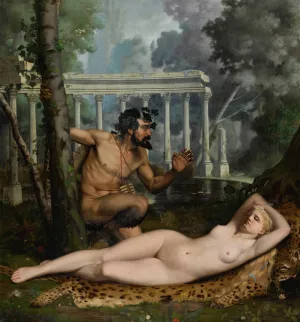 Nymphe Et Satyre by Adolphe-Alexandre Lesrel Oil Painting