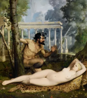 Pan and Venus by Adolphe Alexandre Lesrel - Oil Painting Reproduction