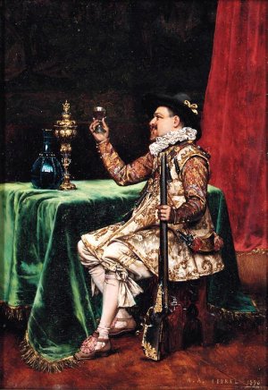 Refreshments by Adolphe Alexandre Lesrel Oil Painting