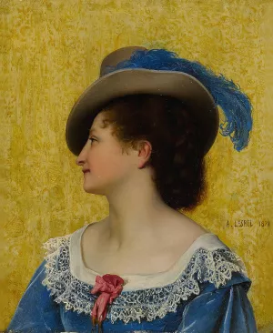 The Blue Feather  by Adolphe-Alexandre Lesrel Oil Painting