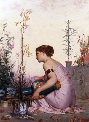 The Lily is Dead also known as Le Lis et Mort by Adolphe Alexandre Lesrel Oil Painting