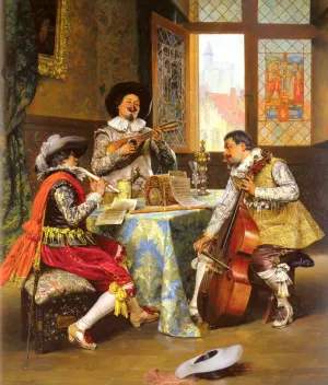 The Musical Trio by Adolphe Alexandre Lesrel - Oil Painting Reproduction