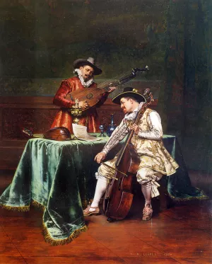The Musicians by Adolphe Alexandre Lesrel Oil Painting