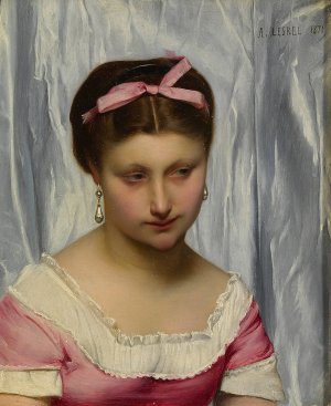 The Pink Ribbon Oil painting by Adolphe-Alexandre Lesrel