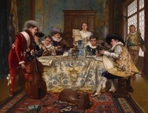 The Practice Recital by Adolphe-Alexandre Lesrel Oil Painting