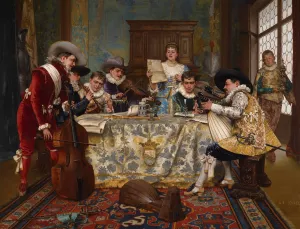 The Practice Recital by Adolphe-Alexandre Lesrel Oil Painting