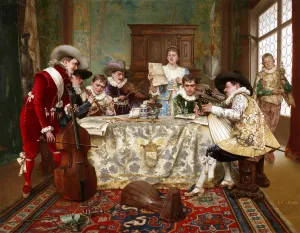 The Practice Recital painting by Adolphe Alexandre Lesrel