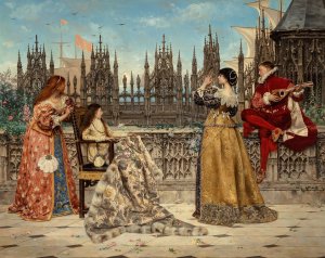 The return of the fleet by Adolphe-Alexandre Lesrel Oil Painting