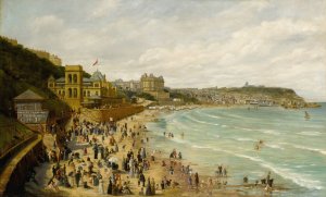 A View of Scarborough by Adolphe Behrens Oil Painting
