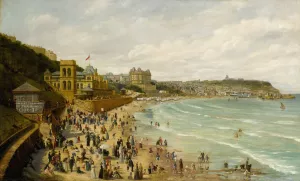 A View of Scarborough by Adolphe Behrens Oil Painting