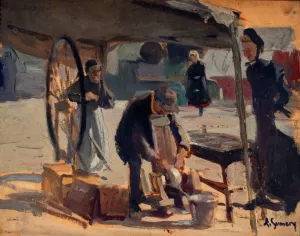 Remouleur a Passy Oil painting by Adolphe-Ernest Gumery