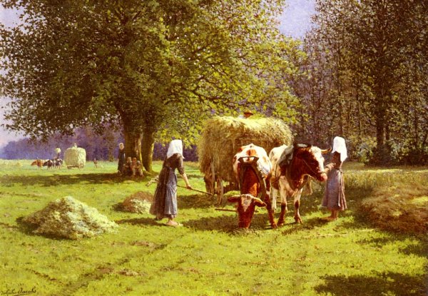 Main Product Photo of Les Fenaisons Painting by Adolphe Jacobs