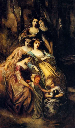 Empress Eugenie And Her Attendants by Adolphe Joseph Monticelli Empress Eugenie And Her Attendants Oil painting by Adolphe Joseph Monticelli