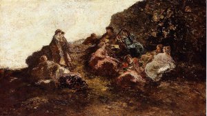 Gathering of Elegant Women by Adolphe Joseph Monticelli Oil Painting