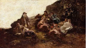 Gathering of Elegant Women by Adolphe Joseph Monticelli Oil Painting