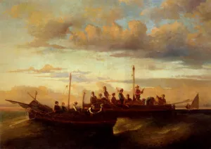 Italian Fishing Vessels at Dusk by Adolphe Joseph Monticelli - Oil Painting Reproduction