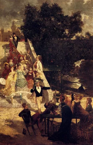 La Terrasse Du Chateau De St. Germain by Adolphe Joseph Monticelli - Oil Painting Reproduction