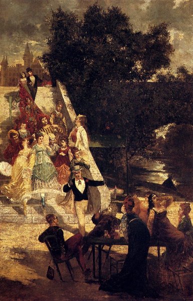 Main Product Photo of La Terrasse Du Chateau De St. Germain Painting by Adolphe Joseph Monticelli