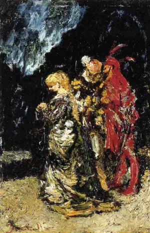 Marguerite, Fauste and Mephisto by Adolphe Joseph Monticelli - Oil Painting Reproduction