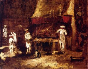 Roasting Two Pheasants by Adolphe Joseph Monticelli Oil Painting