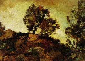 Rocky Landscape by Adolphe Joseph Monticelli Oil Painting