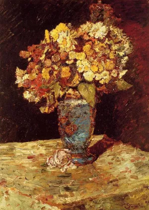 Still Life with Wild and Garden Flowers by Adolphe Joseph Monticelli - Oil Painting Reproduction