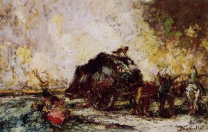 The Hay Card by Adolphe Joseph Monticelli Oil Painting
