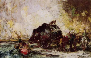 The Hay Card by Adolphe Joseph Monticelli - Oil Painting Reproduction
