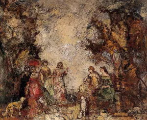 The Meeting of the Elegant Ladies Oil painting by Adolphe Joseph Monticelli