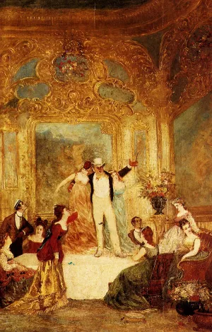Une Soiree Chez La Paiva by Adolphe Joseph Monticelli - Oil Painting Reproduction