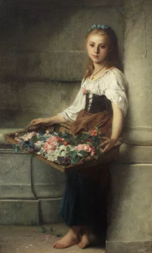 The Flowerseller by Adolphe Jourdan Oil Painting