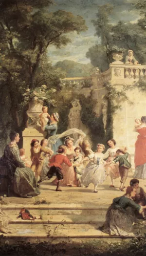 The Games of Summer by Adolphe Jourdan Oil Painting