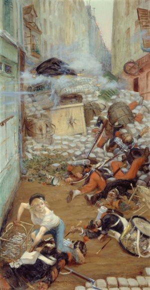 Gavroche Ramassant Des Balles Pour La Barricade by Adolphe Leon Willette Oil Painting